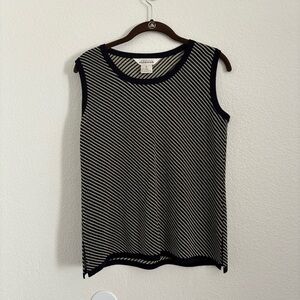 Exclusively Misook Women's Size Small Black/Gold Acrylic Sleeveless Top